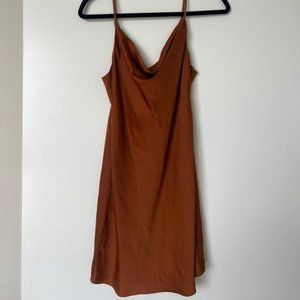 rust urban outfitters mini satin dress